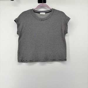 Hayes Womens XSP Black White Bitsy Striped‎ Cap Sleeve Crew Neck Knit Top Petite